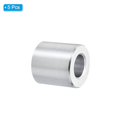 PATIKIL M10 Aluminum Spacers, 5 Pcs Metal Spacer Aluminum 10.5mm ID x 20mm OD x 20mm L Aluminum Spacer Screw Standoff Round for 3/8" M10 Screw Bolts