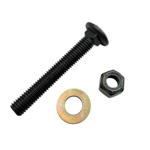 1/2"-13 x 3-1/2" Grade 8 Carriage Bolts (4-Pack) – Heavy-Duty Coarse Thread Bolts with Washers and Nylon Lock Nuts – Round Head Square Neck SAE J429 3.5" Black Finish Bolts, Washers, Nuts 4