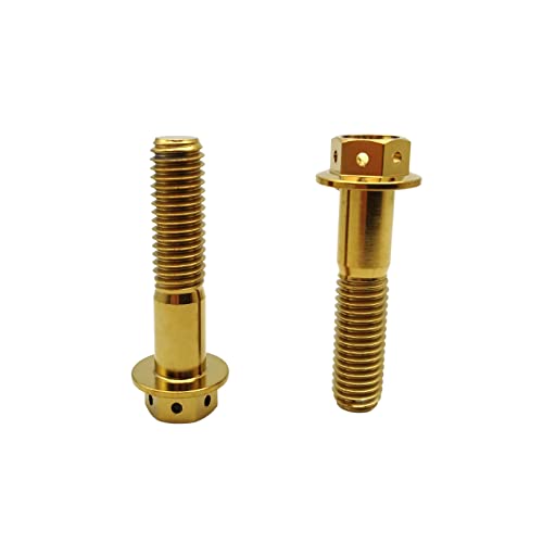 RISON Titanium Flange Hex Head Bolts Gold GR5 M10x1.25x40mm Screws Pack of 5