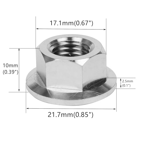 6PCS Titanium DIN6923 M5 M6 M8 M10 M12 M14 Hex Flange Nuts (M10 Pitch 1.25mm) M10 Pitch 1.25mm