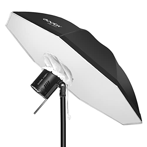 Godox UBL-85S 85cm 33.4” Black Silver Reflective Umbrella Photography Studio Soft Light Umbrella with Large Diffuser Cover for Video Shooting