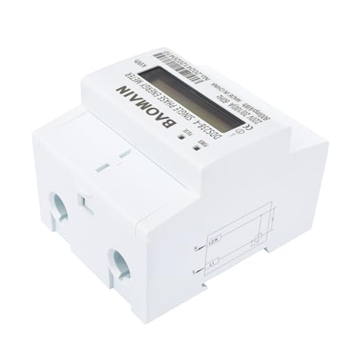 Baomain Single Phase DIN Rail 220V kWh Meter, AC Electricity Monitor