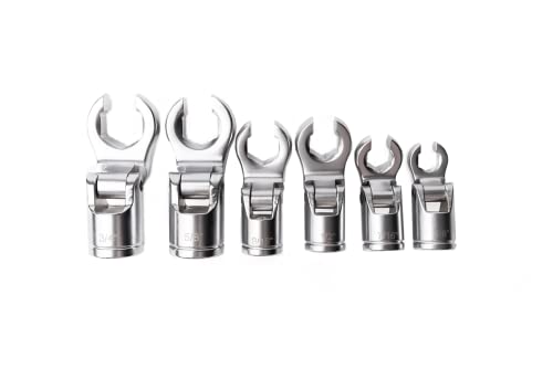 4LIFETIMELINES 3/8 in Crow's Foot Flare Nut Socket Set, 6-Pc SAE 0.375 - 0.750 in