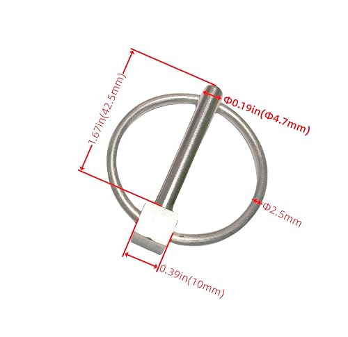 Heavy Duty Lynch pins, 316 Stainless Steel clamp pins with Rings, Boat Kayak Canoe connectors (Dia.:1/5in (4.7mm)-4pcs) Dia.:1/5in (4.7mm)-4pcs
