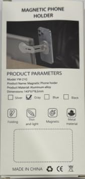 Magnetic Phone Holder for Laptop, Adjustable Computer Monitor Side Mount for iPhone 17/16/15/14/13/12 MagSafe for Tesla, Slim Portable Foldable Cell Phone Holder, Silver