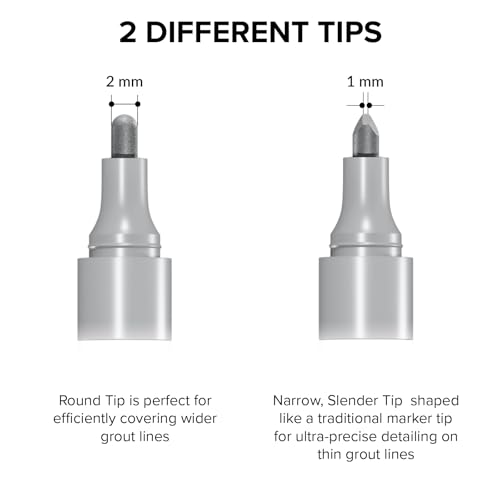 X-Protector Water Based Grout Marker - 2 PCS with 8 Tips, Light Gray Light Gray, 2 pcs (5C)