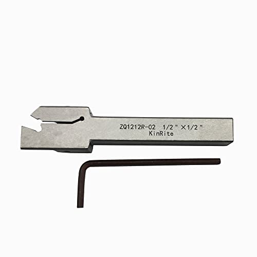 1/2" 3/8" Indexable Lathe Grooving Parting Holder with 10 Pieces GTN- SP200 Heavy Duty Nickel Plated ZQ1212R02 Right -Hand Cut Off Tool Carbide Inserts (1/2" ZQ1212R02 with 10pcs Inserts) 1/2" ZQ1212R02 with 10pcs inserts