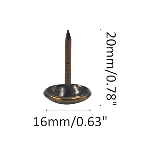 200PCS 16 * 20mm Upholstery Tacks, Decorative Furniture Nails, Round Head Bronze Thumb Tacks for Sofa, Chair, Cork Board, DIY Projects 0.63"