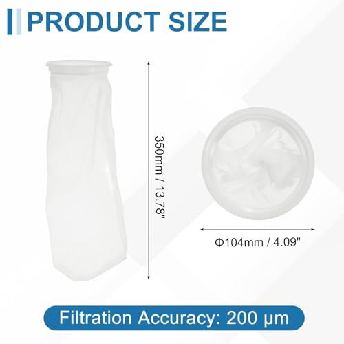 uxcell 200μm Ring Filter Bag 13.78x4.09" Nylon Mesh Liquid Filter Sock Bags 200μm, 13.78x4.09 Inch