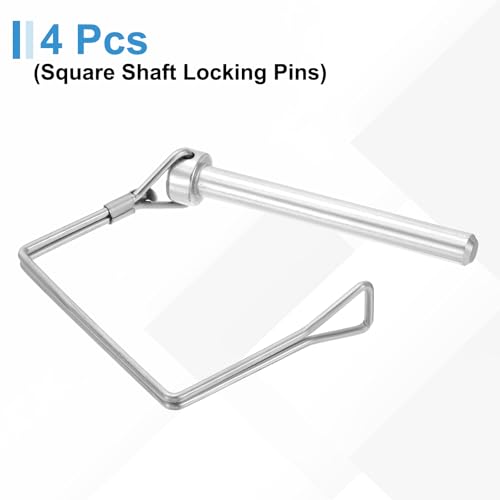 PATIKIL 4Pcs 304 Stainless Steel Square Shaft Locking Pins, 2/7" x 2-4/5"(8mm x 70mm) Trailer Coupler Pin Square Trailer Coupler for Farm Wagons Lawn Hitches Garden, Silver Tone 2/7" x 2-4/5"(8mm x 70mm)