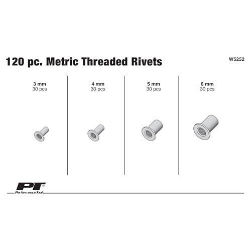 Performance Tool W5252 120-Piece Metric Threaded Rivet Assortment Kit