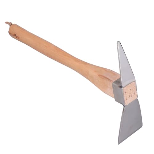 Steel Double Head Garden Pick Axe, Beech Wood Handle Digging Mattock Hoe for Digging, Tilling, Loosening Soil, Potted Plants, Gardening & Camping