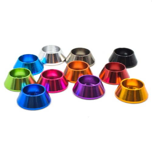 50pcs M4 Cone Cup Washers Anodized Aluminum Alloy Screw Gasket Countersunk Washers (Purple) Purple