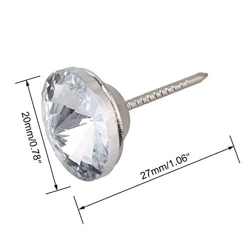 ZAYI 20mm Diamond Crystal Upholstery Nails Buttons Tacks Sofa Headboard Furniture Tacks Wall Decor 20pcs (20mm) 20 mm