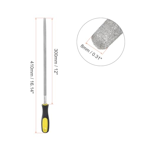 HARFINGTON Diamond Coated File 12 Inch 80 Grits Round Files Tools with Plastic Handle for Metal Glass Wood Stone Grinding Polishing Engraving