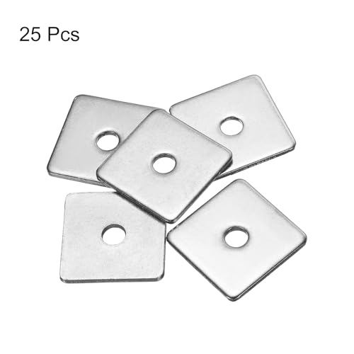  [AUSTRALIA] - uxcell Square Washer, 25Pcs M5x25x25x2mm 304 Stainless Steel Square Plate Washers Flat Pad Spacer Gasket for Hardware Fastener 25