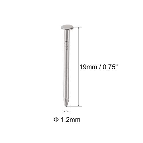 uxcell Small Tiny Hardware Nails Carbon Steel 1.2X19mm(DXL) for DIY Decorative Wooden Boxes Accessories Silver Tone 1500pcs