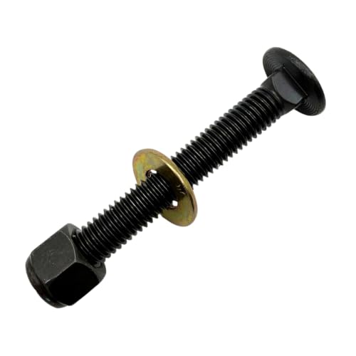 1/2"-13 x 3-1/2" Grade 8 Carriage Bolts (4-Pack) – Heavy-Duty Coarse Thread Bolts with Washers and Nylon Lock Nuts – Round Head Square Neck SAE J429 3.5" Black Finish Bolts, Washers, Nuts 4