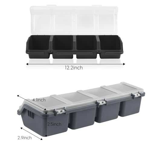  [AUSTRALIA] - 4 Pack Screw Organizer Box with Lids, 4 Compartments Tool Bin Stackable Sorting Screw Toolbox for Garage Nails Hardware Workbench Organizing Storage, Blue & Red & Black & Grey