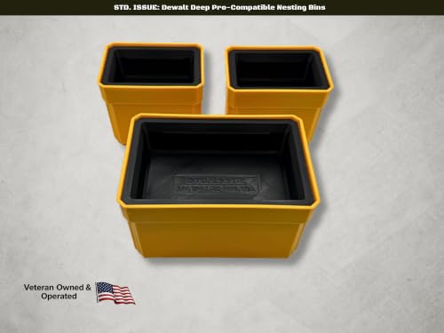 Nesting Bin Inserts (3-Pack) for DeWalt DEEP PRO Organizers DWST14825 & DWST14735 - Bins Only, Organizer Not Included - Small Parts Trays for Fasteners & Bits Black