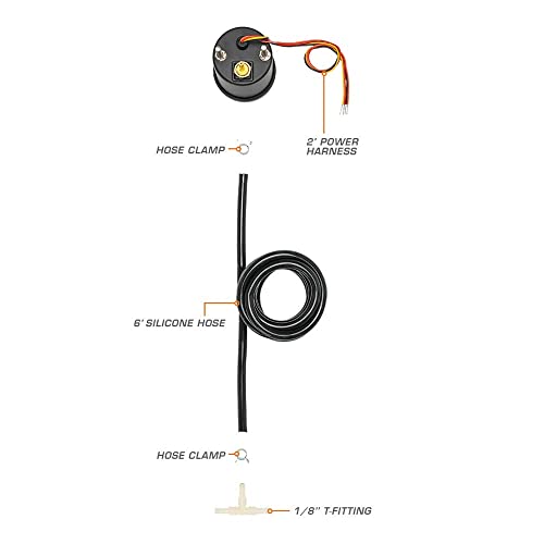 GlowShift Tinted 7 Color 30 PSI Turbo Boost Vac Gauge Kit, 2-1/16" 52mm