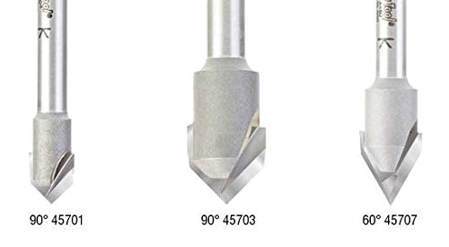 Amana Tool - 45707 Carbide Tipped "Zero Pt." V-Groove 60 Deg x 1/2 Dia x 9/16 x 1/4" 1/2 Dia x 9/16 x 1/4"