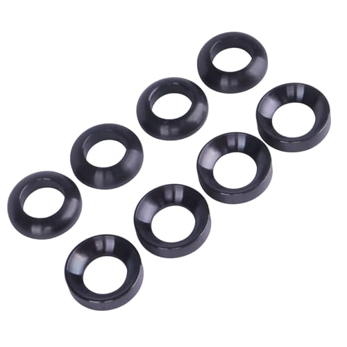 8Pcs Titanium M6 Concave Convex Washer Bolt Screw for Bicycle Brake Disc (Black) Black