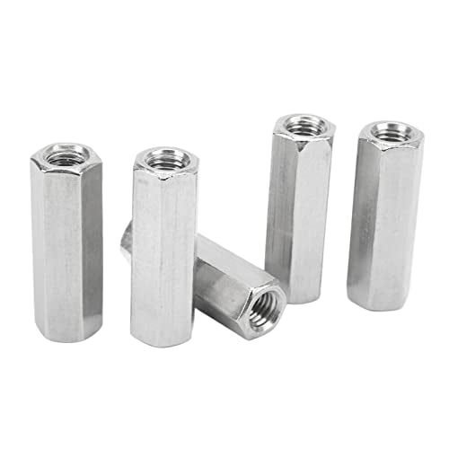 5Pcs Metric Hex Coupling Nuts X 1.75 Pitch 60mm Length 304 Stainless Steel Rod Coupling Nuts Hexagonal Threaded Couplers For Mechanical Fastening And Structural Assembly