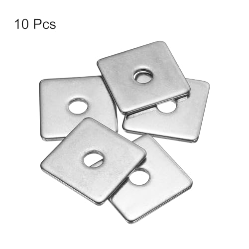 uxcell Square Washer, 10Pcs M8x35x35x3mm 304 Stainless Steel Square Plate Washers Flat Pad Spacer Gasket for Hardware Fastener 10