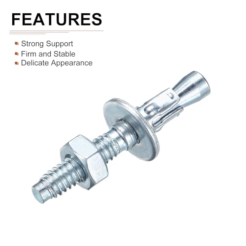 DTGN 1/4" x 1-3/4" Wedge Anchors - 30Pack - Good for Cement and Concrete Wall - Carbon Steel Zinc Plated Screw Bolt Nut Expansion Tube Fasteners 1/4" x 1-3/4"