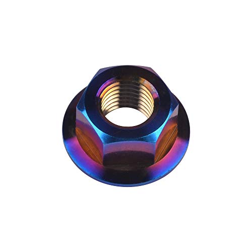 Titanium DIN6923 Hex Flange Nuts (M6 Pitch 1.0mm, Fire Blue) M6 Pitch 1.0mm