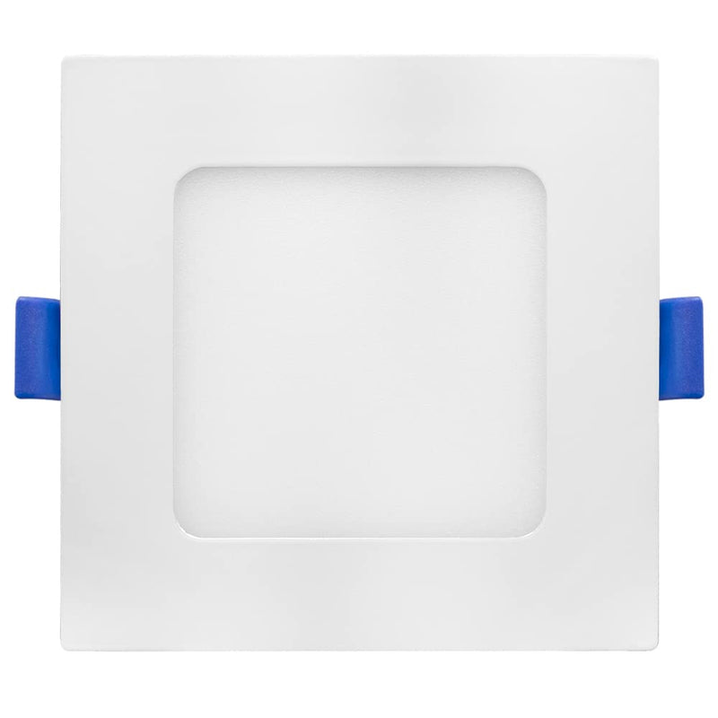 Maxxima 4 in. Square 5CCT Ultra Thin Recessed LED Downlight, 750 Lumens Slim Canless, IC Rated, 5 Color Temperature Selectable 2700K/3000K/3500K/4000K/5000K, Dimmable, J-Box Included (Pack of 2) Single Pack (Pack of 2)