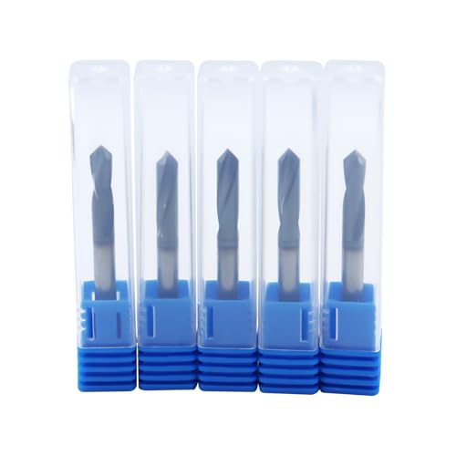 5Pcs 3/16in Solid Carbide Spotting Drill, 2 Flute, AlTiN Coated 5