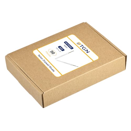 DTGN 1/4" x 3" (D x L) Mushroom Nail Drive Anchors - 50Pack - Good for Furniture Installation - Steel Zinc Nail Nylon Drywall Rivets - White 1/4" x 3" 50
