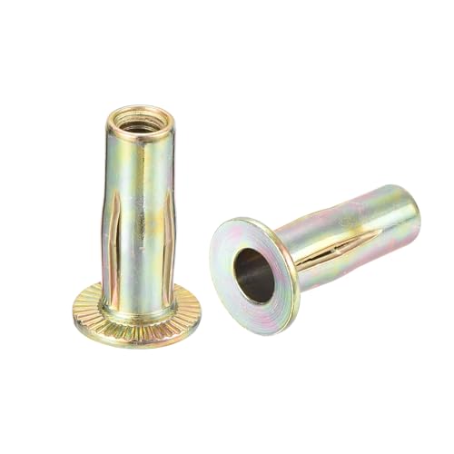 uxcell 50Pcs Multi-Grip Rivet Nut, M6 Flat Head Carbon Steel Pre-Bulbed Shank Threaded Insert Nut with Zinc Plated Finish M6-1.0x26.9mm 50