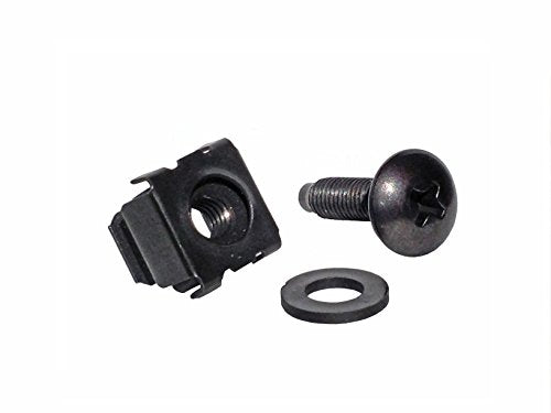 RackGold® Black M5 Cage Nut & Screws w/Washers 50-Pack - USA Made