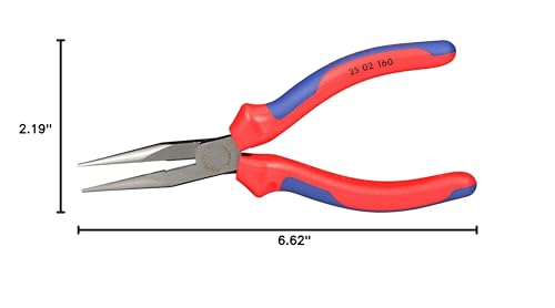 KNIPEX - Long Nose Pliers w/Cutter, Multi-Component (25 02 160),6-1/4 inches Classic 6-1/4 inches Multicolor
