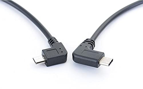 Qaoquda USB Type C to Micro USB Cable, 90 Degree USB-C Male to Micro USB Male Adapter Converter for MacBook Pro, Laptop, Android Devices(Only for Charging) (90 Degree Type C M/Micro M) 90 degree Type C M/Micro M