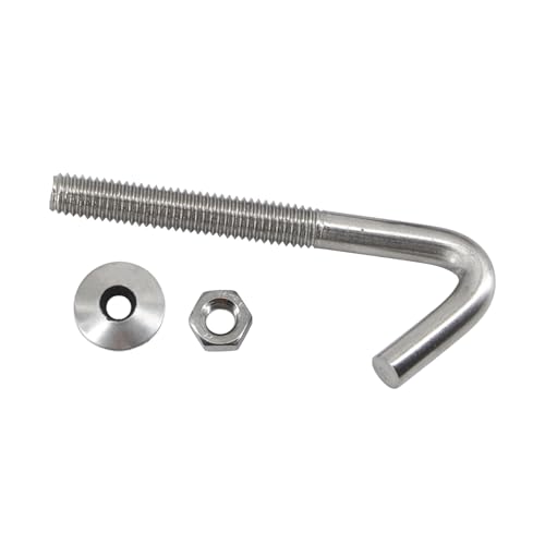 15 Pack J Hook Roofing Bolts M6 304 Stainless Steel Long Shank Roof Concrete Anchor Bolt with Hex Nut and Washer (M6x50mm) M6x50
