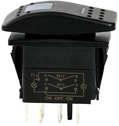 Amarine Made 4pcs of 12v 20A Rocker Switch Waterproof On-Off-On 2 Position Switch Boat Marine DPDT 7 Pin with 2 Led Lights (Blue)