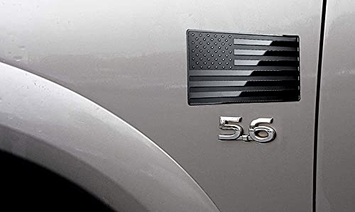 LFPartS USA Embossed Stainless Steel Metal Flag for Cars, Trucks Black 5"x3" 5"x3"