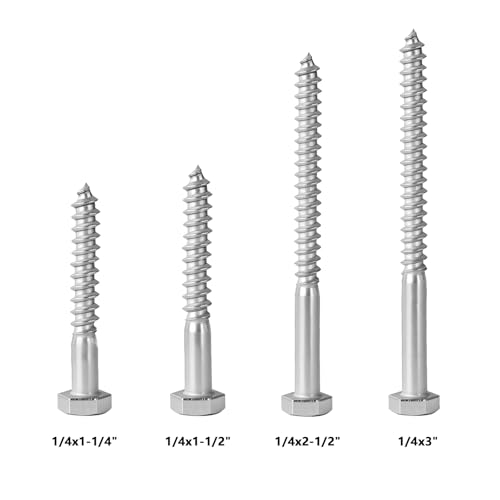 1/4x3 Hex Head Lag Screws Bolts Wood Screws 20pcs HS/ZGLS-18 1/4x3"