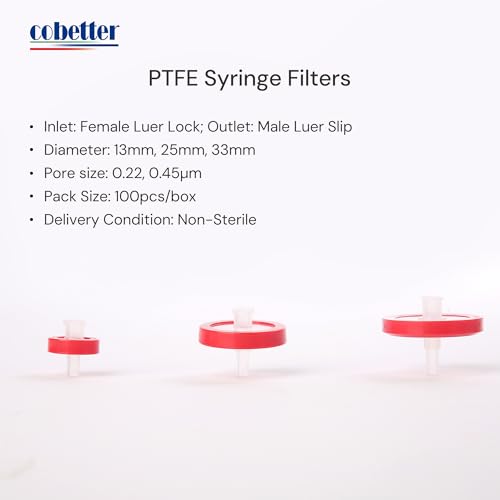 Syringe Filter Hydrophobic PTFE, 0.22μm 13mm, Non-sterile, PK of 100