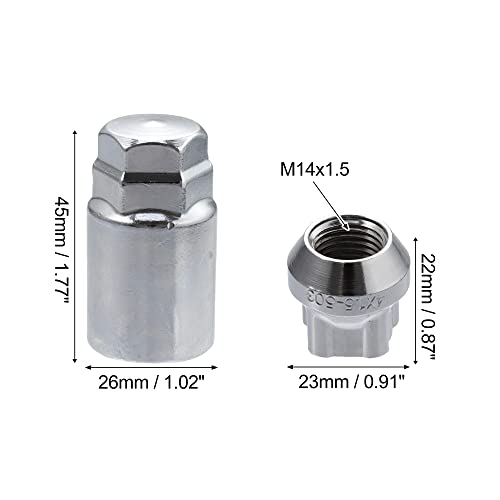 ACROPIX M14x1.5 Car Wheel Lock Lug Nuts Set Anti Theft Lug Nut Screw Fit for Tesla Model 3 - Pack of 5 Silver Tone
