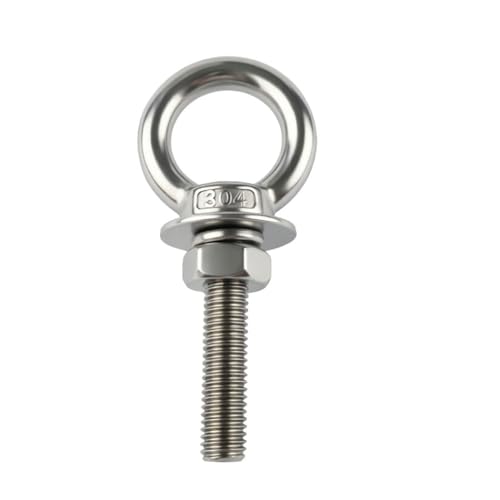 M12X50mm 1/2 "x 2" 304 Stainless Steel Eyebolt with Nut and Washer, Suitable for Swing, Hammock, String lamp, Outdoor Suspension Fastening Device 4-piece M12x50mm (1/2"x2")
