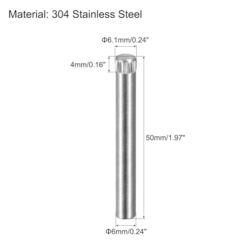 uxcell 6.1x50mm 304 Stainless Steel Dowel Pins, 60Pcs Knurled Head Flat Chamfered End Dowel Pin, Cylindrical Pin Locating Dowel Support Bed Shelf Pegs Support Shelves Fasten Elements 60
