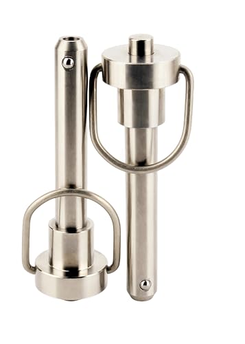 1 Pc Stainless Steel Ring Handle Locking Pin Ball Lock pins Quick Release pin with Button Locating pins Safety pins Dowels w/ Reinforced Lanyard (Dia.:3/8, 3in) Dia.:3/8