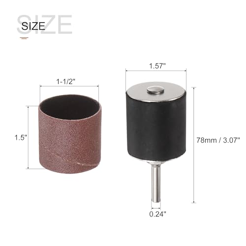  [AUSTRALIA] - uxcell 30 Pcs 1-1/2 Inch Sanding Sleeves Sandpaper Set 120 Grit with 2 Pcs 1 Inch Drum Mandrels for Rotary Tools