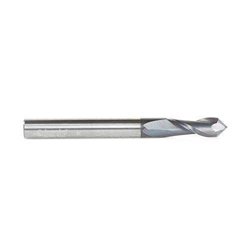 Amana Tool CNC ‘V’ Spiral Drills, 90 Degree End Mill, AlTiN Coating, 51652, 2-Flute x 1/4 Dia x 1/8 x 1/4 Shank x 2-1/2 Inch Long 1/4 D x 3/4 CH x 1/4 SHK (51652)