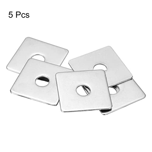 uxcell Square Washer, 5pcs M10x50x50x2mm 304 Stainless Steel Square Plate Washers Flat Pad Spacer Gasket for Hardware Fastener 5